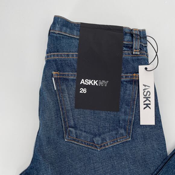 ASKK NY NWT Straight Leg Mid Wash 100% Cotton Denim Jeans // 26 - Picture 3 of 10